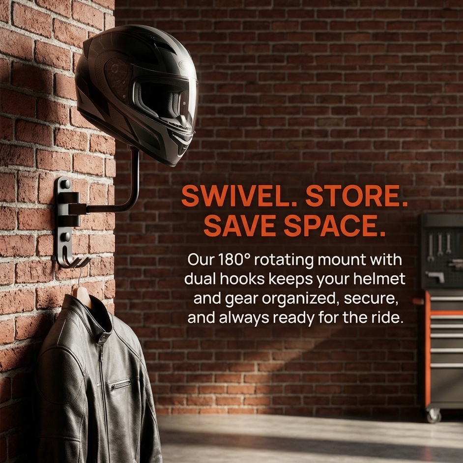 Motorcycle Gear Wall Mount - Soporte para Casco de Aleación de